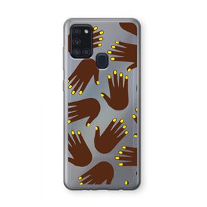 CaseCompany Hands dark: Samsung Galaxy A21s Transparant Hoesje