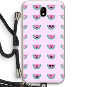 CaseCompany Smiley watermeloenprint: Samsung Galaxy J7 (2017) Transparant Hoesje met koord