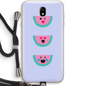 CaseCompany Smiley watermeloen: Samsung Galaxy J7 (2017) Transparant Hoesje met koord