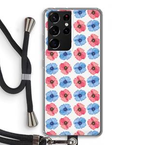 CaseCompany Klaproosjes: Samsung Galaxy S21 Ultra Transparant Hoesje met koord