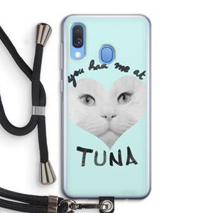CaseCompany You had me at tuna: Samsung Galaxy A40 Transparant Hoesje met koord