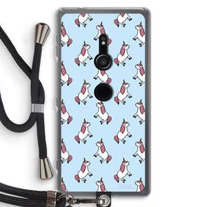 CaseCompany Eenhoorns overal: Sony Xperia XZ2 Transparant Hoesje met koord