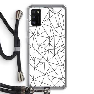 CaseCompany Geometrische lijnen zwart: Samsung Galaxy A41 Transparant Hoesje met koord