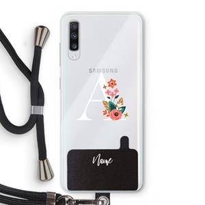 CaseCompany Pink Bouquet: Samsung Galaxy A70 Transparant Hoesje met koord