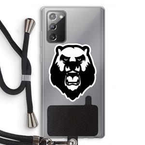 CaseCompany Angry Bear (white): Samsung Galaxy Note 20 / Note 20 5G Transparant Hoesje met koord