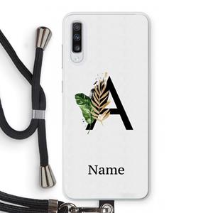 CaseCompany Charcoal Flora: Samsung Galaxy A70 Transparant Hoesje met koord