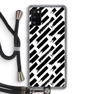 CaseCompany Zwarte vegen: Samsung Galaxy A41 Transparant Hoesje met koord