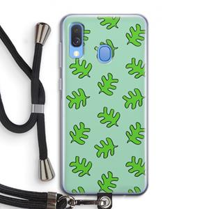 CaseCompany Groene blaadjes: Samsung Galaxy A40 Transparant Hoesje met koord