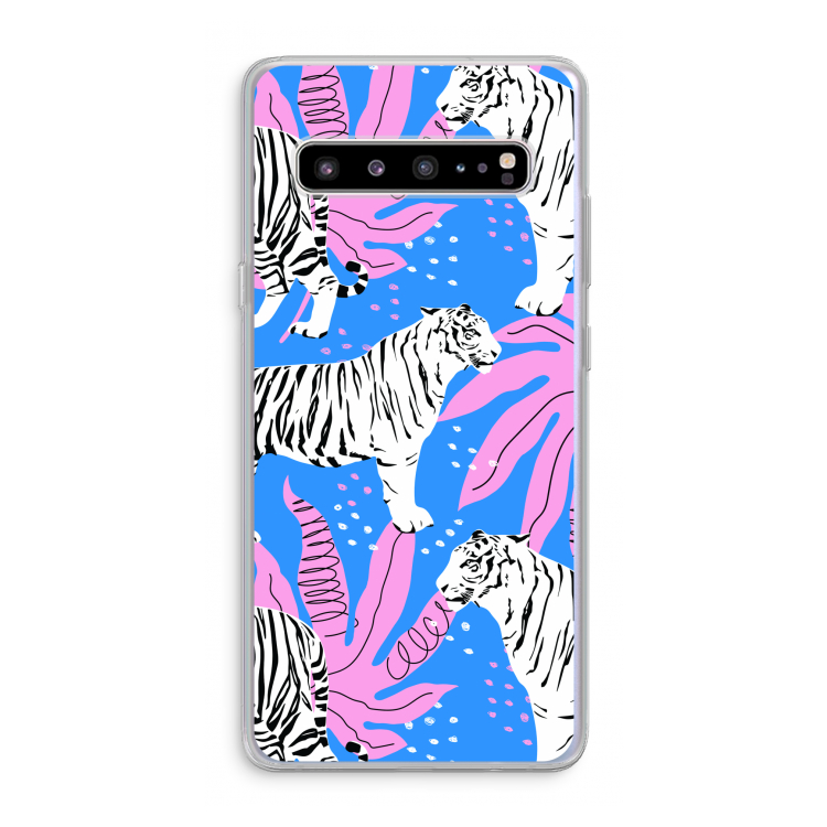 CaseCompany Tijger: Samsung Galaxy S10 5G Transparant Hoesje