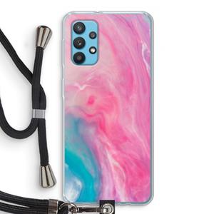 CaseCompany Roze explosie: Samsung Galaxy A32 4G Transparant Hoesje met koord