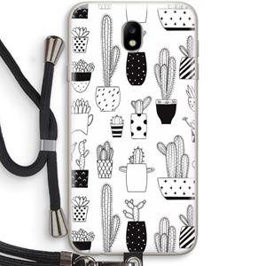 CaseCompany Cactusmotief: Samsung Galaxy J7 (2017) Transparant Hoesje met koord