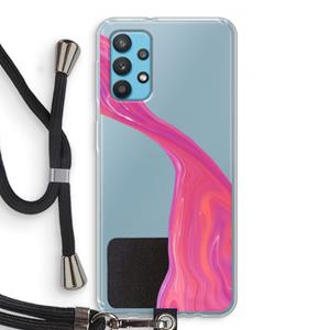 CaseCompany Paarse stroom: Samsung Galaxy A32 4G Transparant Hoesje met koord