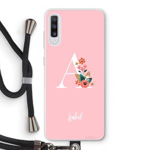 CaseCompany Pink Bouquet: Samsung Galaxy A70 Transparant Hoesje met koord