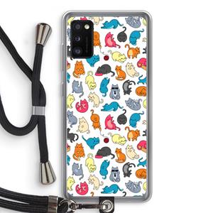 CaseCompany Kleurrijke katten: Samsung Galaxy A41 Transparant Hoesje met koord