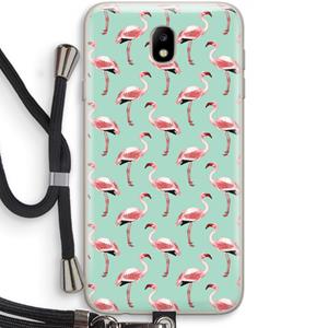 CaseCompany Flamingoprint groen: Samsung Galaxy J7 (2017) Transparant Hoesje met koord