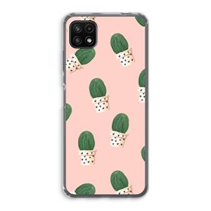 CaseCompany Cactusprint roze: Samsung Galaxy A22 5G Transparant Hoesje