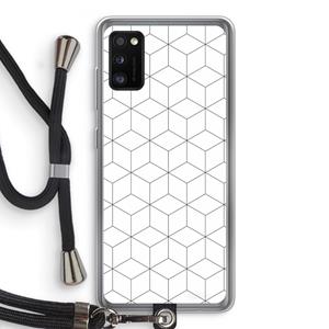 CaseCompany Zwart-witte kubussen: Samsung Galaxy A41 Transparant Hoesje met koord