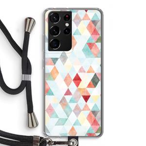CaseCompany Gekleurde driehoekjes pastel: Samsung Galaxy S21 Ultra Transparant Hoesje met koord