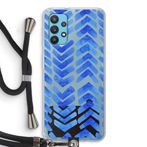 CaseCompany Blauwe pijlen: Samsung Galaxy A32 4G Transparant Hoesje met koord