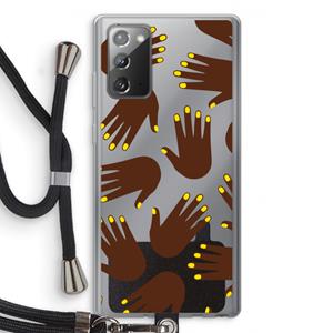 CaseCompany Hands dark: Samsung Galaxy Note 20 / Note 20 5G Transparant Hoesje met koord