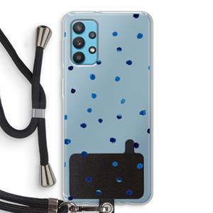 CaseCompany Blauwe stippen: Samsung Galaxy A32 4G Transparant Hoesje met koord