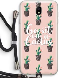 CaseCompany Cactus quote: Samsung Galaxy J7 (2017) Transparant Hoesje met koord