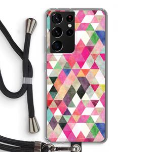 CaseCompany Gekleurde driehoekjes: Samsung Galaxy S21 Ultra Transparant Hoesje met koord