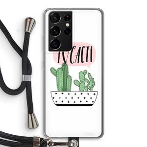 CaseCompany I love cacti: Samsung Galaxy S21 Ultra Transparant Hoesje met koord