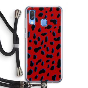 CaseCompany Red Leopard: Samsung Galaxy A40 Transparant Hoesje met koord