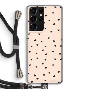 CaseCompany Kleine kattenkopjes: Samsung Galaxy S21 Ultra Transparant Hoesje met koord