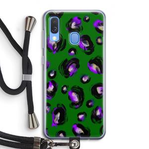 CaseCompany Green Cheetah: Samsung Galaxy A40 Transparant Hoesje met koord