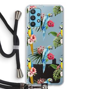 CaseCompany Kleurrijke papegaaien: Samsung Galaxy A32 4G Transparant Hoesje met koord