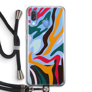 CaseCompany Colored Zebra: Samsung Galaxy A40 Transparant Hoesje met koord