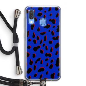 CaseCompany Blue Leopard: Samsung Galaxy A40 Transparant Hoesje met koord