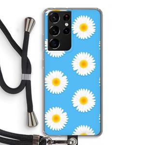 CaseCompany Margrietjes: Samsung Galaxy S21 Ultra Transparant Hoesje met koord