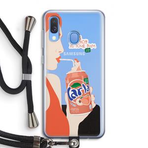 CaseCompany Peach please!: Samsung Galaxy A40 Transparant Hoesje met koord