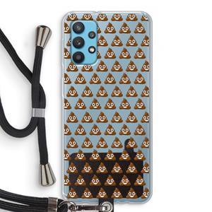 CaseCompany Poop emoji: Samsung Galaxy A32 4G Transparant Hoesje met koord