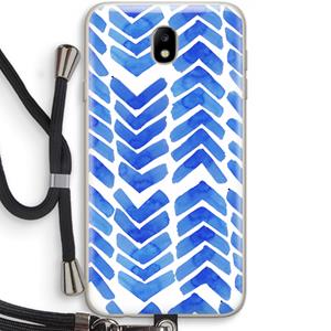 CaseCompany Blauwe pijlen: Samsung Galaxy J7 (2017) Transparant Hoesje met koord