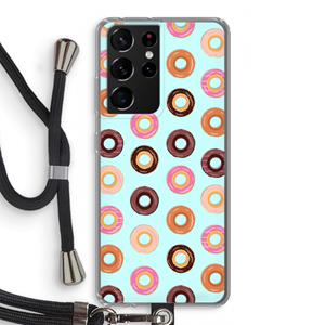 CaseCompany Donuts: Samsung Galaxy S21 Ultra Transparant Hoesje met koord