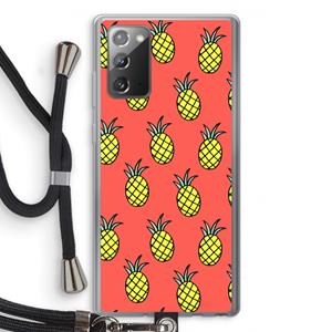 CaseCompany Ananas: Samsung Galaxy Note 20 / Note 20 5G Transparant Hoesje met koord