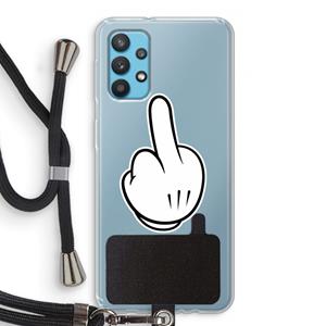 CaseCompany Middle finger black: Samsung Galaxy A32 4G Transparant Hoesje met koord