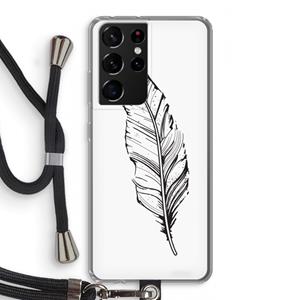 CaseCompany Pluim: Samsung Galaxy S21 Ultra Transparant Hoesje met koord