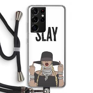 CaseCompany Slay All Day: Samsung Galaxy S21 Ultra Transparant Hoesje met koord