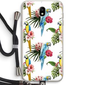 CaseCompany Kleurrijke papegaaien: Samsung Galaxy J7 (2017) Transparant Hoesje met koord