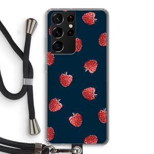 CaseCompany Framboosjes: Samsung Galaxy S21 Ultra Transparant Hoesje met koord