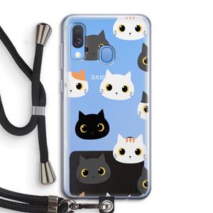 CaseCompany Katten: Samsung Galaxy A40 Transparant Hoesje met koord