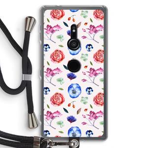 CaseCompany Bloemetjes: Sony Xperia XZ2 Transparant Hoesje met koord