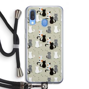 CaseCompany Katten: Samsung Galaxy A40 Transparant Hoesje met koord