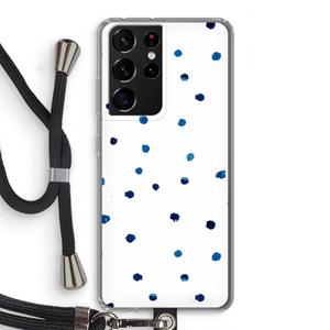 CaseCompany Blauwe stippen: Samsung Galaxy S21 Ultra Transparant Hoesje met koord