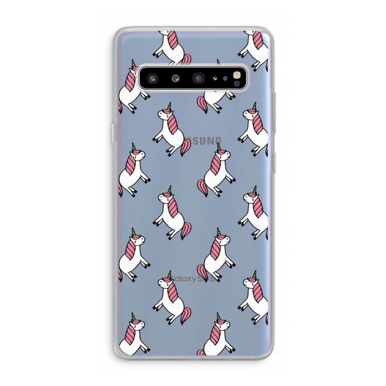 CaseCompany Eenhoorns overal: Samsung Galaxy S10 5G Transparant Hoesje
